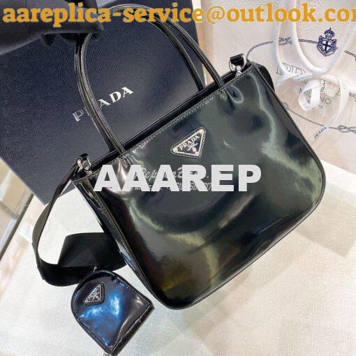 Replica Prada Brushed Leather Handbag 1BA320 Black 5