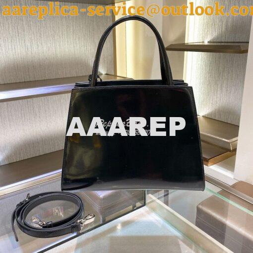 Replica Prada Brushed Leather Handbag 1BA321 Black 12