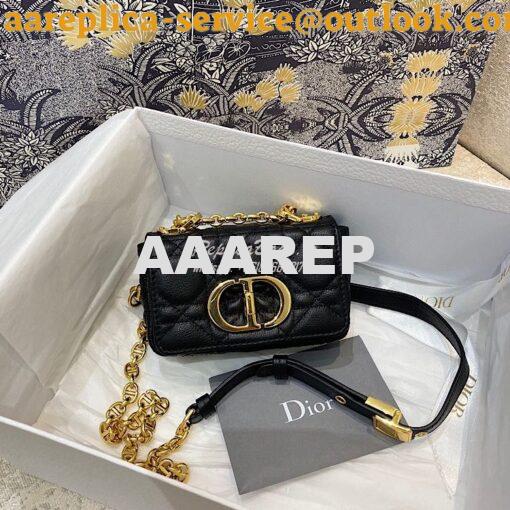 Replica Dior Micro Caro Bag in Black Supple Cannage Calfskin S2022