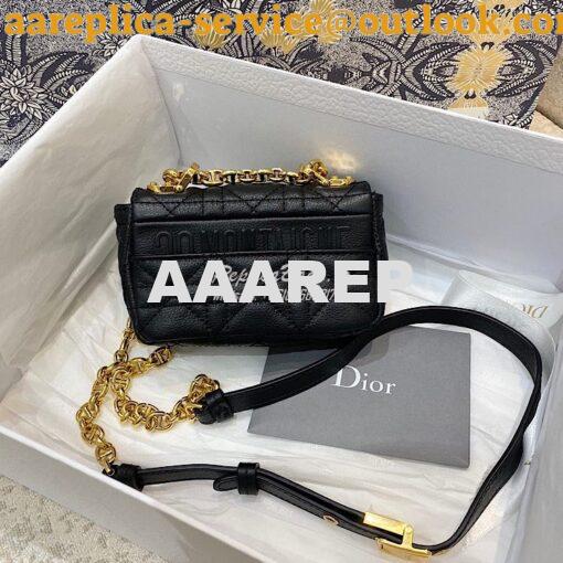 Replica Dior Micro Caro Bag in Black Supple Cannage Calfskin S2022 6