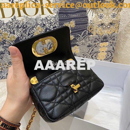 Replica Dior Micro Caro Bag in Black Supple Cannage Calfskin S2022 7