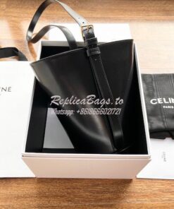 Replica Celine Bucket Triomphe In Shiny Calfskin 199913 Black 2