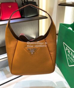 Replica Prada Leather Handbag 1BC127 Caramel