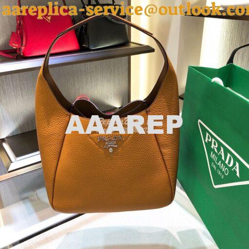 Replica Prada Leather Handbag 1BC127 Caramel