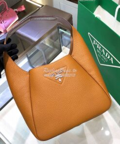 Replica Prada Leather Handbag 1BC127 Caramel 2