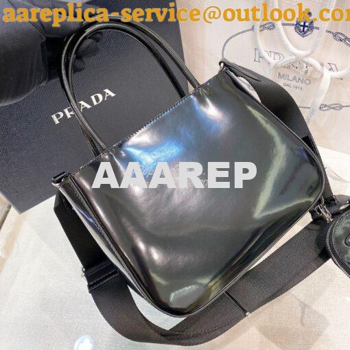 Replica Prada Brushed Leather Handbag 1BA320 Black 10