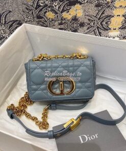 Replica Dior Micro Caro Bag in Cloud Blue Supple Cannage Calfskin S202