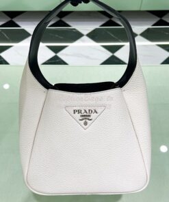 Replica Prada Leather Handbag 1BC127 Chalk