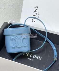 Replica Celine Small Box Cuir Triomphe In Smooth Calfskin 199263 Denim 2