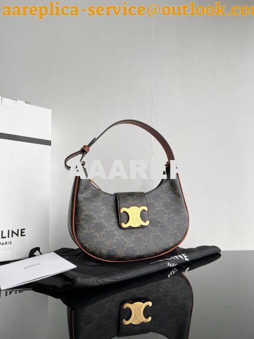 Replica Celine Medium Ava Triomphe Bag In Triomphe Canvas and Calfskin 2