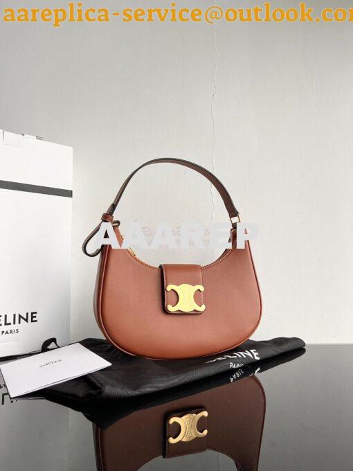 Replica Celine Medium Ava Triomphe Bag In Smooth Calfskin 114493 Tan 2