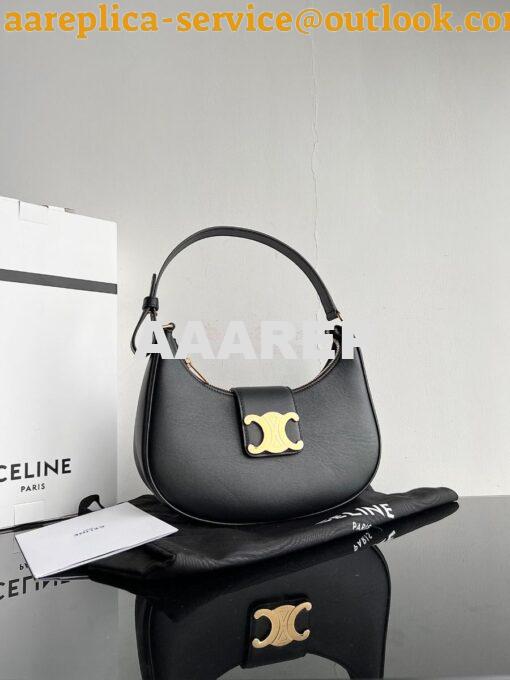 Replica Celine Medium Ava Triomphe Bag In Smooth Calfskin 114493 Black 2