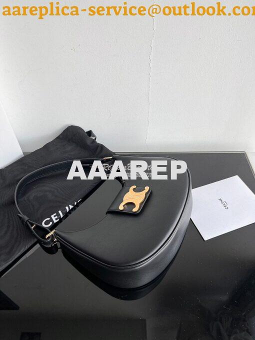 Replica Celine Medium Ava Triomphe Bag In Smooth Calfskin 114493 Black 3