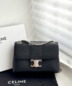 Replica Celine Medium Victoire Bag In Supple Calfskin 115853 Black Sil