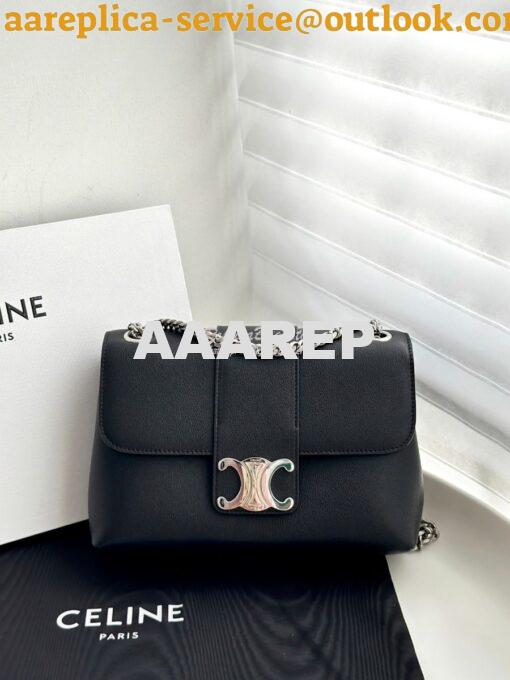 Replica Celine Medium Victoire Bag In Supple Calfskin 115853 Black Sil