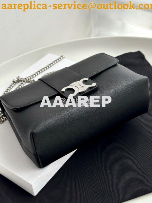 Replica Celine Medium Victoire Bag In Supple Calfskin 115853 Black Sil 4