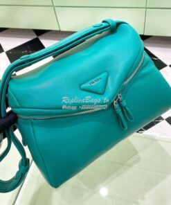 Replica Prada Signaux Bag Padded Nappa Leather 1BC165 Peacock Blue 2