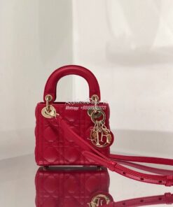 Replica Micro Lady Dior Bag Red Cannage Lambskin S0856