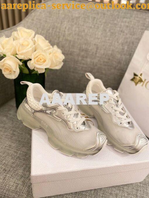 Replica Dior Vibe Sneaker White Mesh and Silver-Tone Leather KCK337 5