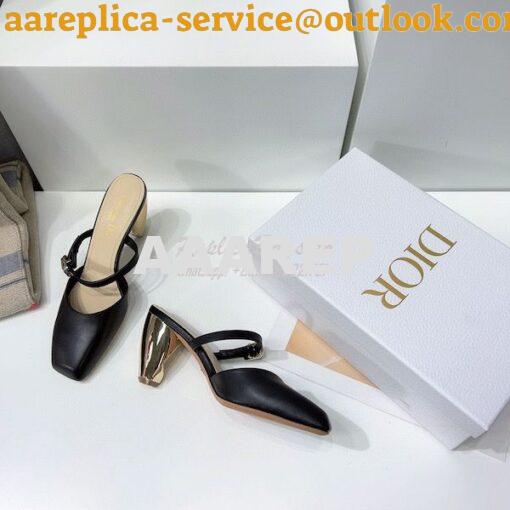 Replica Dior Rhodes Heeled Mule in Black Calfskin KCP924 25