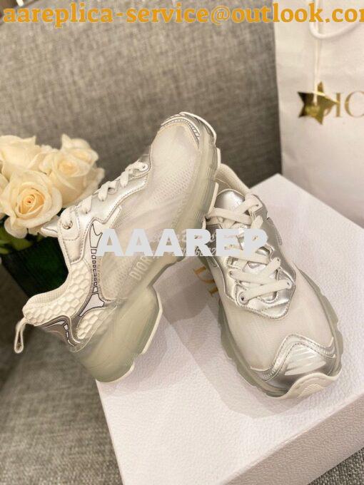 Replica Dior Vibe Sneaker White Mesh and Silver-Tone Leather KCK337 6