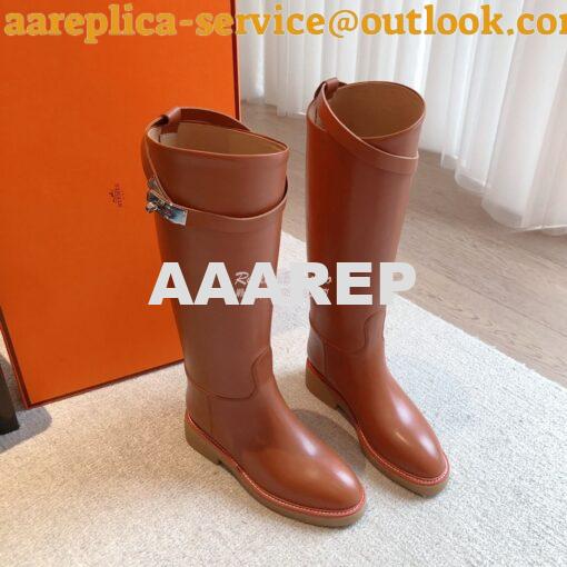 Replica Hermes Honey Boot in Heritage calfskin with rubber sole with c 4