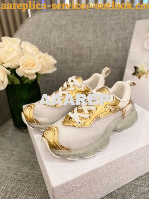 Replica Dior Vibe Sneaker White Mesh and Gold-Tone Leather KCK337 3