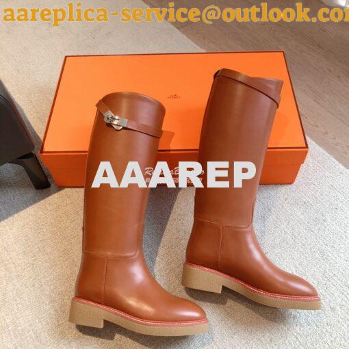 Replica Hermes Honey Boot in Heritage calfskin with rubber sole with c 5