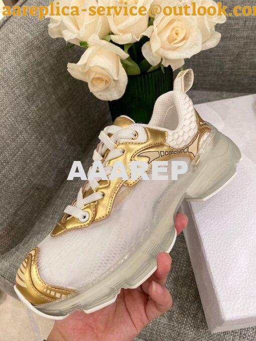 Replica Dior Vibe Sneaker White Mesh and Gold-Tone Leather KCK337 5