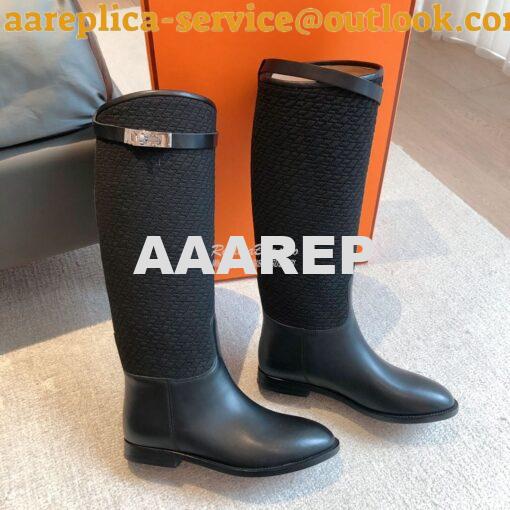 Replica Hermes Jumping Boot in calfskin with "H en Biais" motif H21212 9