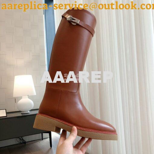 Replica Hermes Honey Boot in Heritage calfskin with rubber sole with c 6