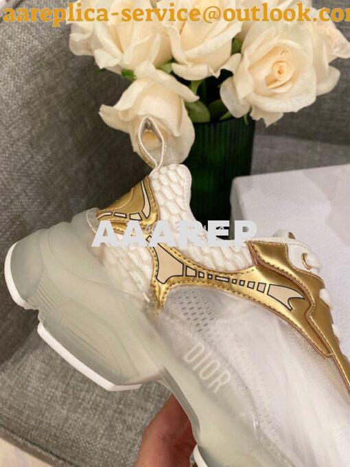 Replica Dior Vibe Sneaker White Mesh and Gold-Tone Leather KCK337 7