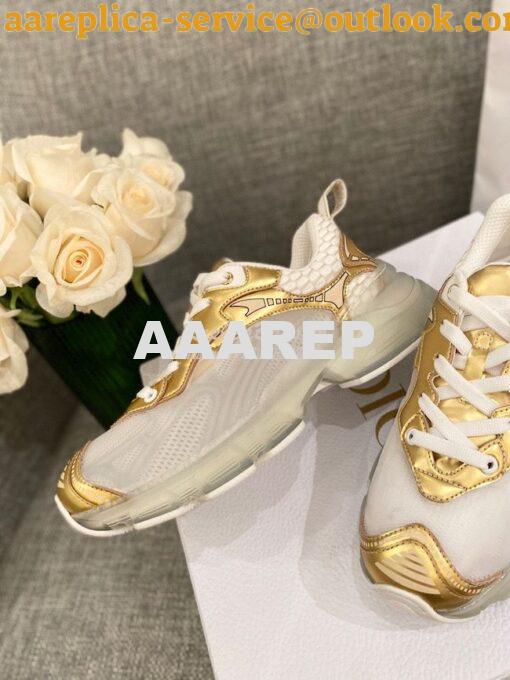 Replica Dior Vibe Sneaker White Mesh and Gold-Tone Leather KCK337 8