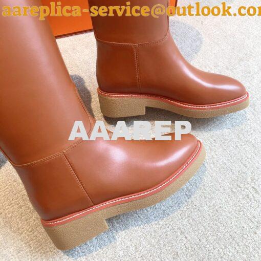 Replica Hermes Honey Boot in Heritage calfskin with rubber sole with c 10