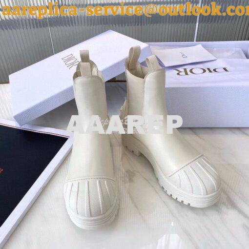 Replica Dior Iron Ankle Boot in White Rubber and Calfskin KDI646 3