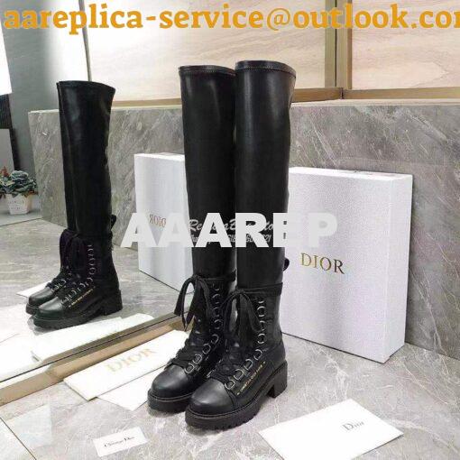 Replica Dior D-Fight Thigh Boot Black Lambskin KCI696X