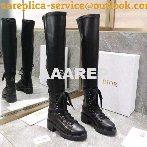 Replica Dior D-Fight Thigh Boot Black Lambskin KCI696X 2