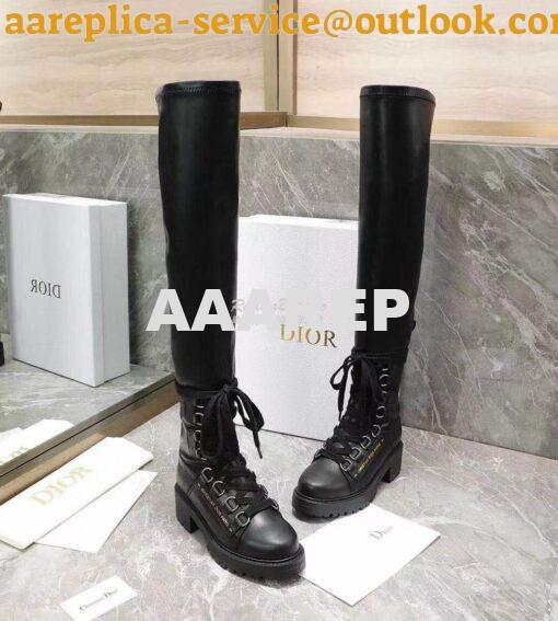 Replica Dior D-Fight Thigh Boot Black Lambskin KCI696X 3