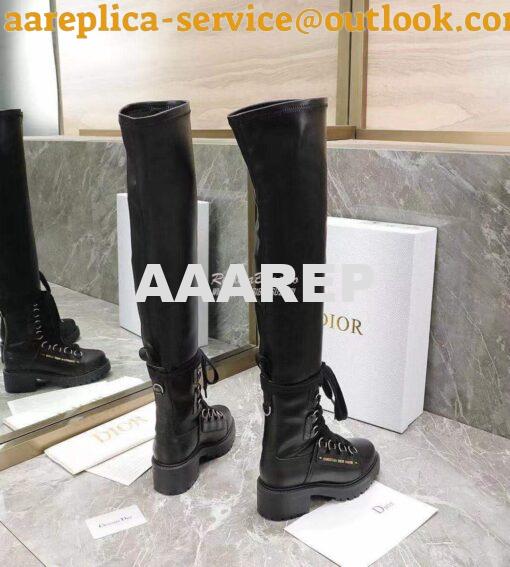 Replica Dior D-Fight Thigh Boot Black Lambskin KCI696X 4