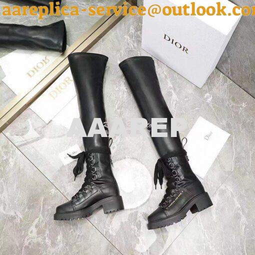 Replica Dior D-Fight Thigh Boot Black Lambskin KCI696X 6