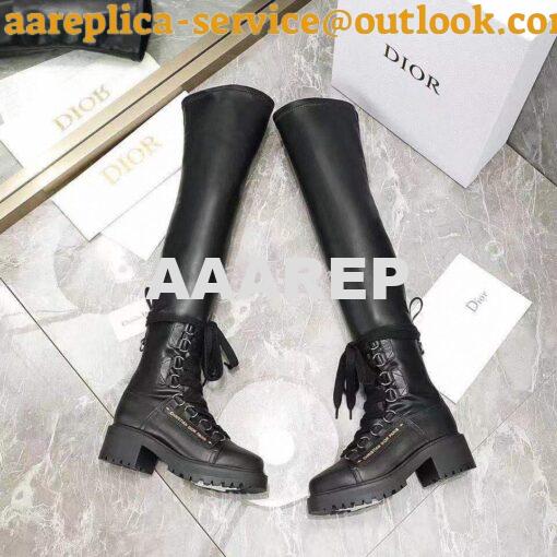 Replica Dior D-Fight Thigh Boot Black Lambskin KCI696X 7