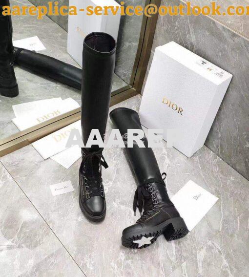 Replica Dior D-Fight Thigh Boot Black Lambskin KCI696X 8