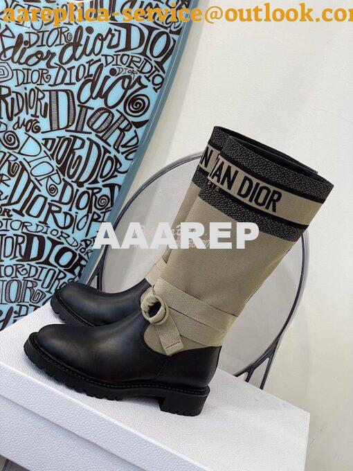 Replica Dior D-Major Ankle Long Boot Taupe and Black Technical Fabric