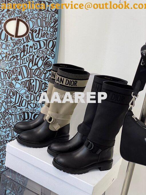 Replica Dior D-Major Ankle Long Boot Taupe and Black Technical Fabric 2