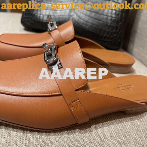 Replica Hermes OZ Mule in calfskin H212296Z Brown 3