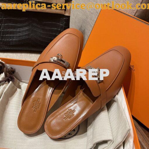 Replica Hermes OZ Mule in calfskin H212296Z Brown 5