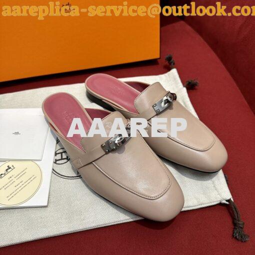 Replica Hermes OZ Mule in Goatskin Beige Nude H211157Z