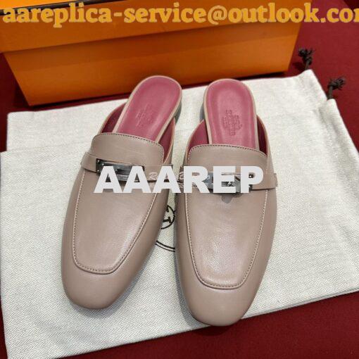 Replica Hermes OZ Mule in Goatskin Beige Nude H211157Z 2