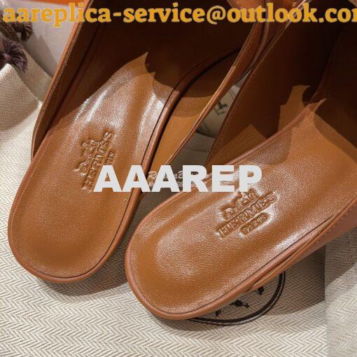 Replica Hermes OZ Mule in calfskin H212296Z Brown 9