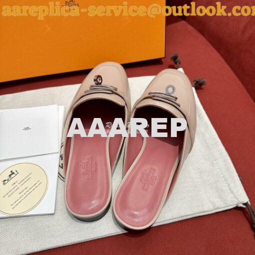 Replica Hermes OZ Mule in Goatskin Beige Nude H211157Z 7